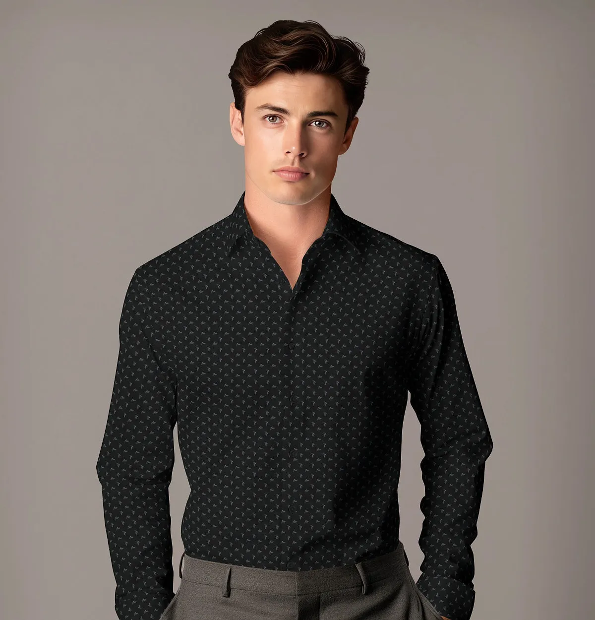 Pure Cotton - Long Sleeve - Midnight Feathery Leaves sold by Airthreads product image thumbnail 3