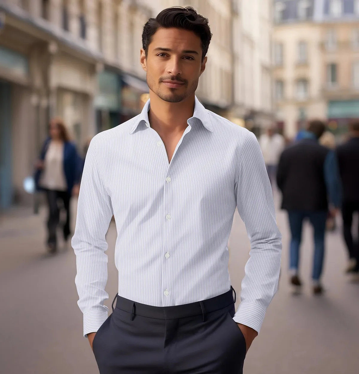 Luxury Wrinkle-Resistant - Long Sleeve - Lavender Breeze Stripe sold by Airthreads product image thumbnail 3