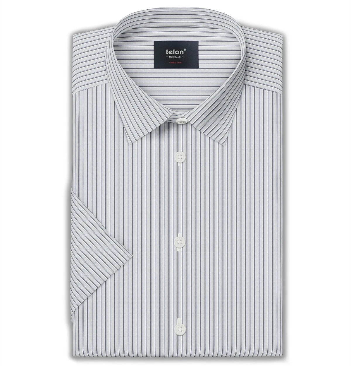 Luxury Wrinkle-Resistant - Short Sleeve - Ash Grey Stripe sold by Airthreads