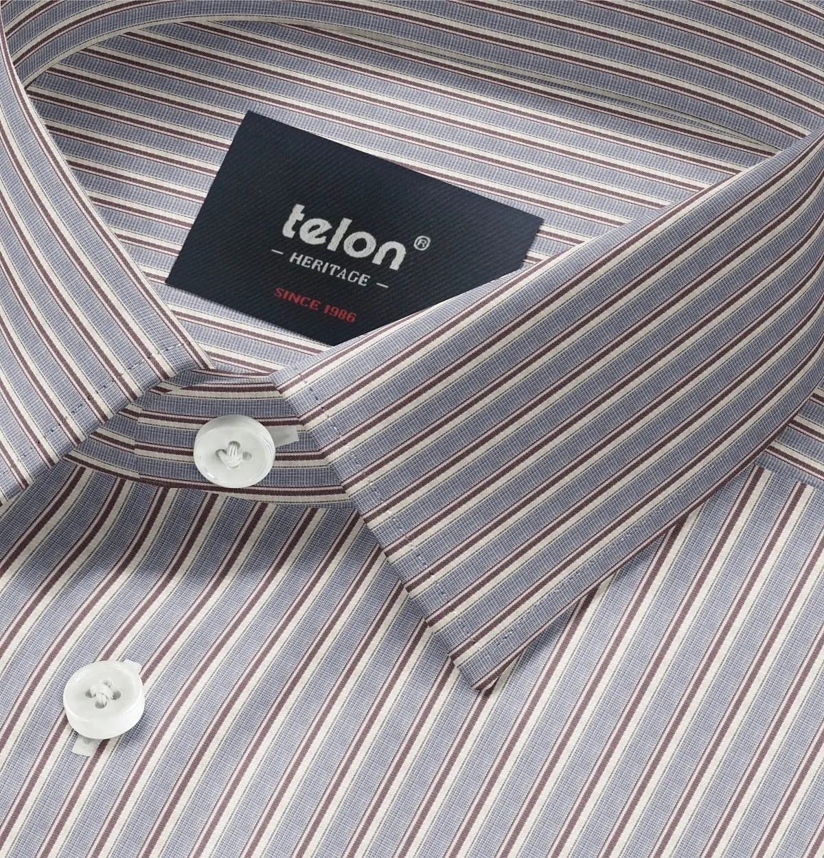 Luxury Wrinkle-Resistant - Short Sleeve - Gray and Mahogany Stripe sold by Airthreads product image thumbnail 2