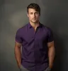 Wrinkle-Resistant - Cotton-Lycra - Short Sleeve - Deep Plum sold by Airthreads