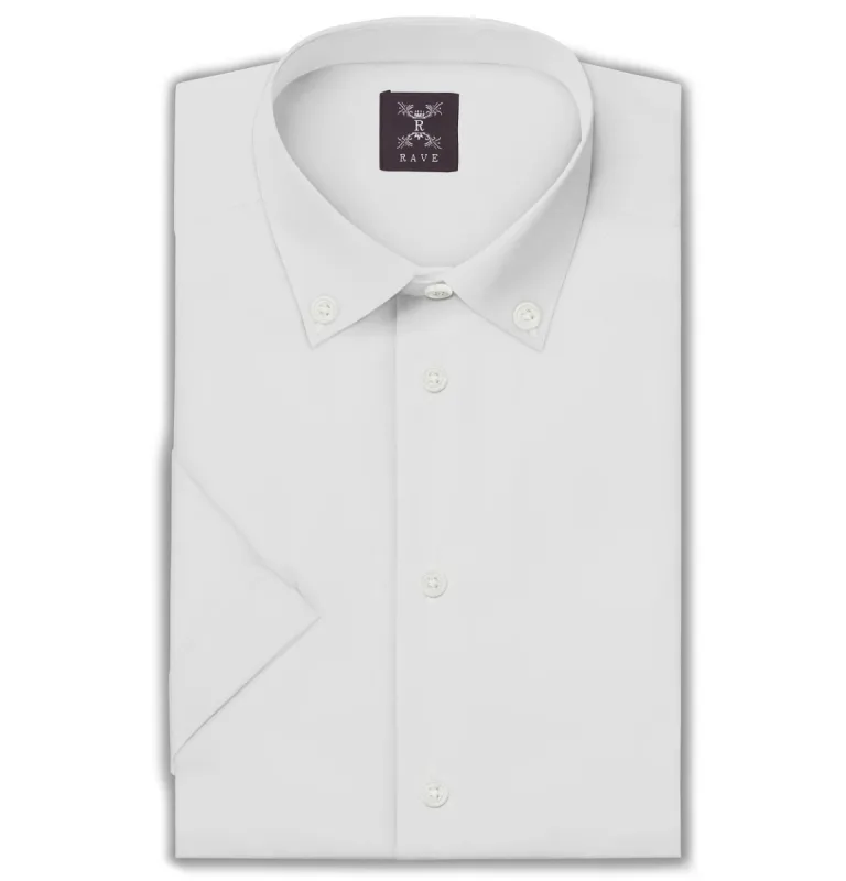 Wrinkle-resistant - Button-Down - Cotton-Lycra Shirt - Short Sleeve - White sold by Airthreads