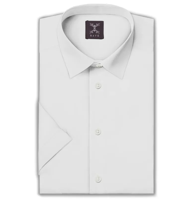 Wrinkle-resistant Cotton-Lycra Shirt - White - Short Sleeve sold by Airthreads