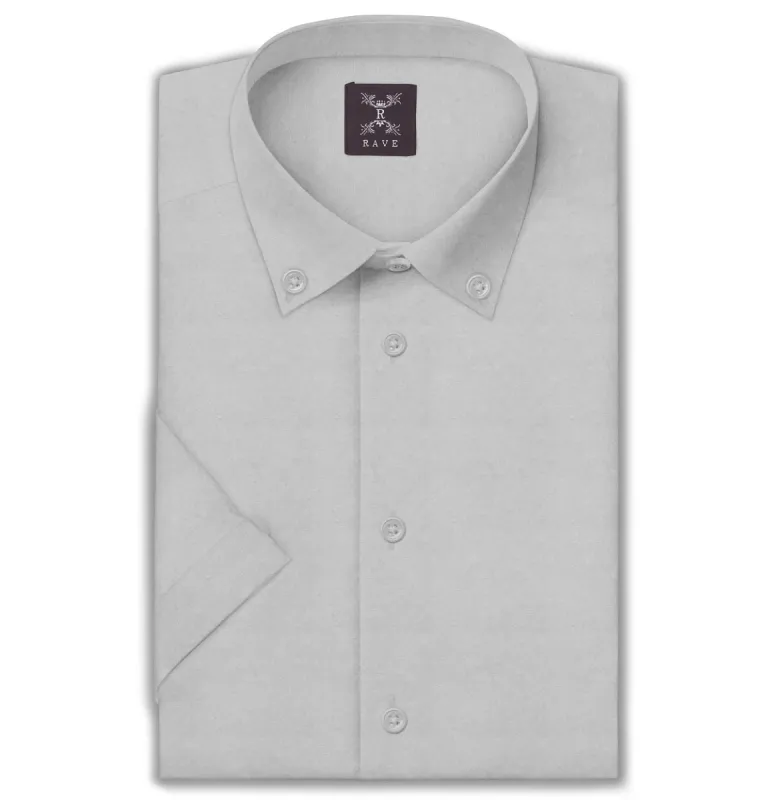 Wrinkle-Resistant Cotton-Lycra Button-Down  Short Sleeve - Light Gray sold by Airthreads