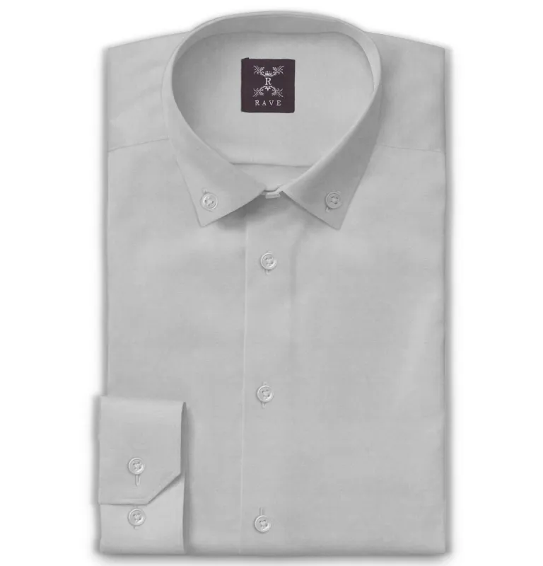 Wrinkle-Resistant - Cotton-Lycra - Button-Down - Long Sleeve - Light Gray sold by Airthreads