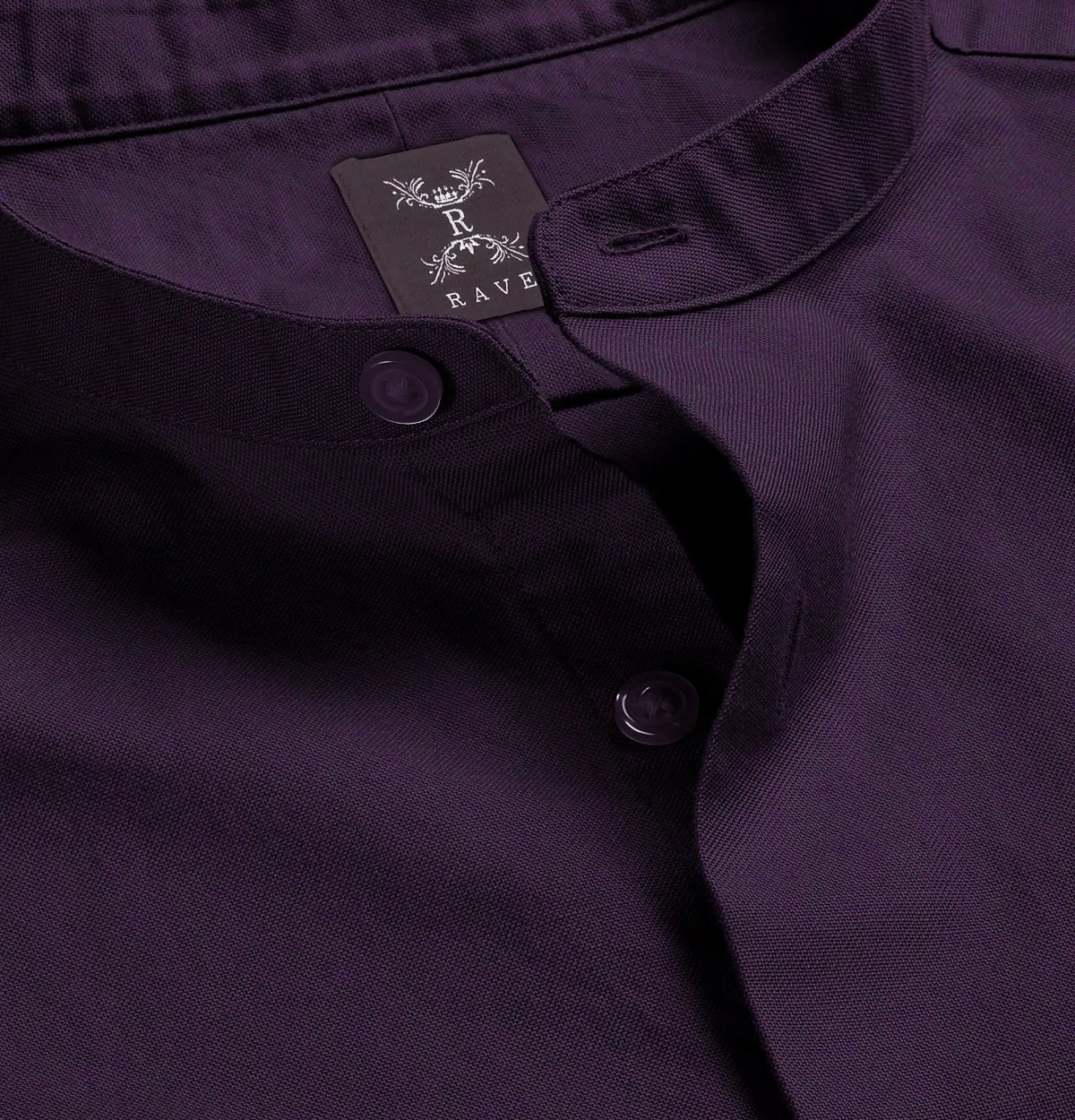 Wrinkle-Resistant - Band Collar - Long Sleeve - Deep Plum sold by Airthreads product image thumbnail 2