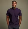 Wrinkle-Resistant Cotton-Lycra Button-Down  Short Sleeve - Deep Plum sold by Airthreads