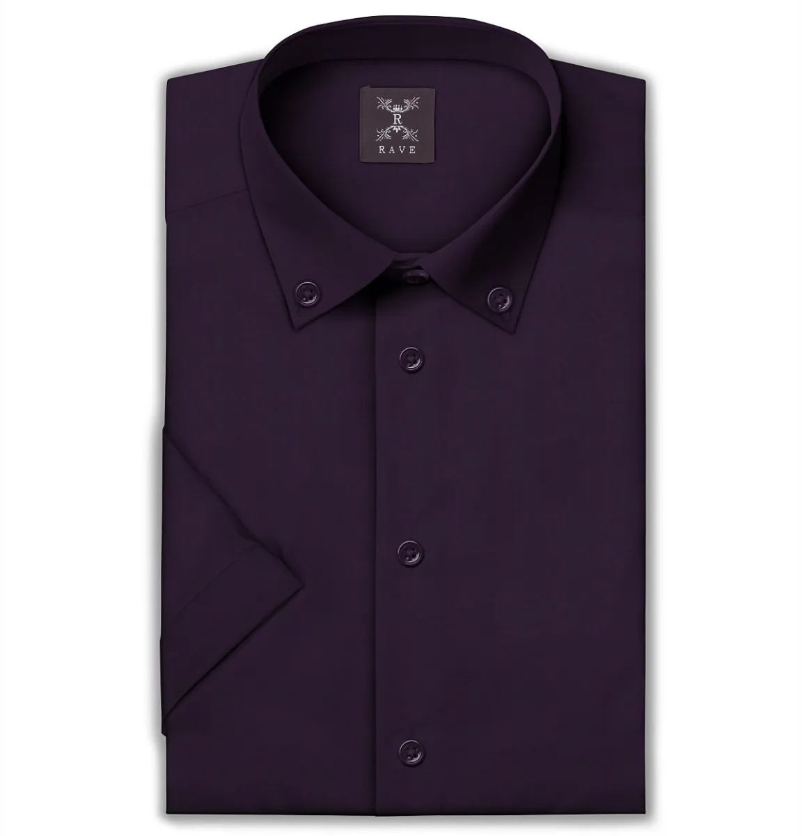 Wrinkle-Resistant Cotton-Lycra Button-Down  Short Sleeve - Deep Plum sold by Airthreads