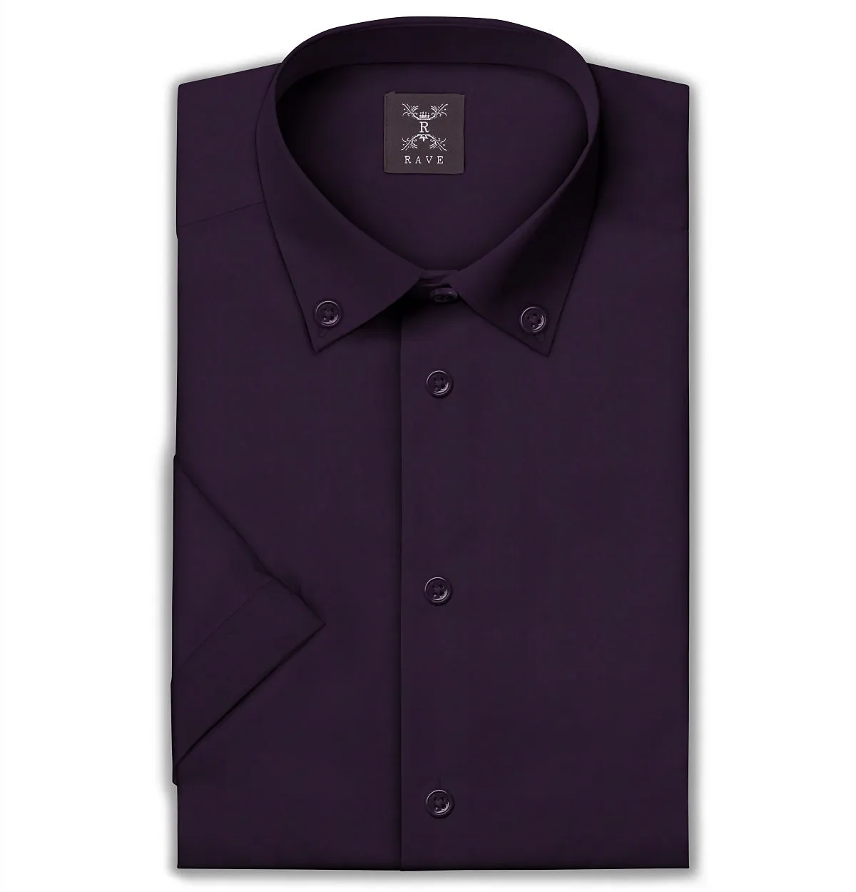 Wrinkle-Resistant Cotton-Lycra Button-Down Short Sleeve - Deep Plum sold by Airthreads