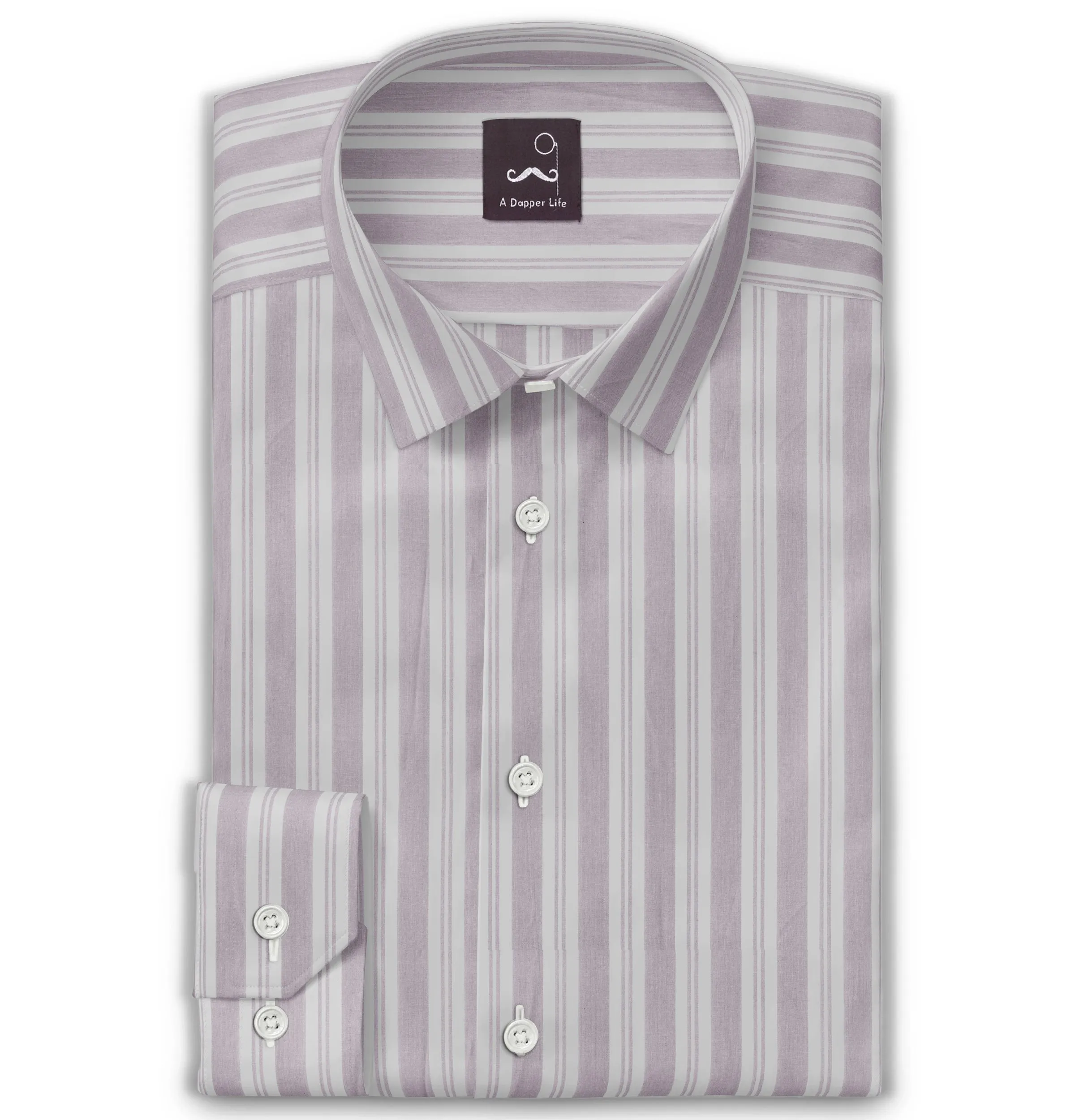 Pure Cotton - Long Sleeve - Dusty Mauve Stripe Print sold by Airthreads