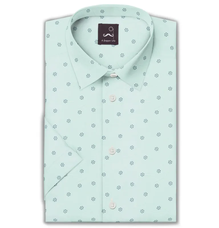 Pure Cotton - Short Sleeve - Mint Floral Print sold by Airthreads