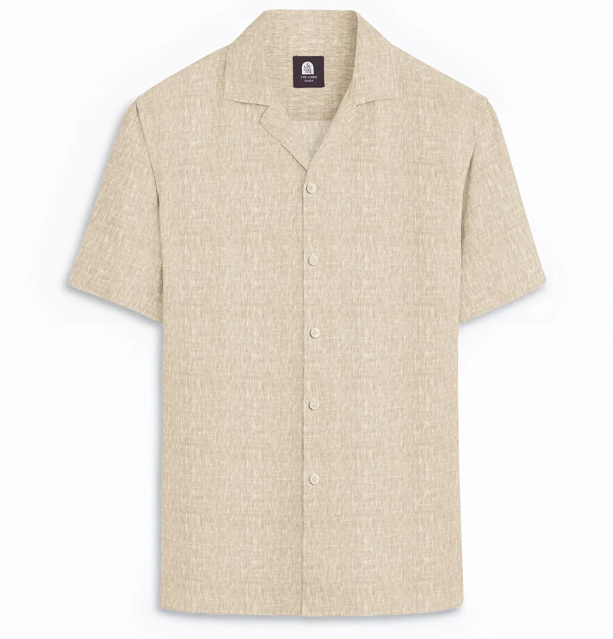 Pure Linen - Camp Collar - Short Sleeve - Beige sold by Airthreads