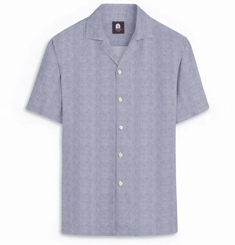 Pure Linen - Camp Collar - Short Sleeve - Lavender Mist sold by Airthreads