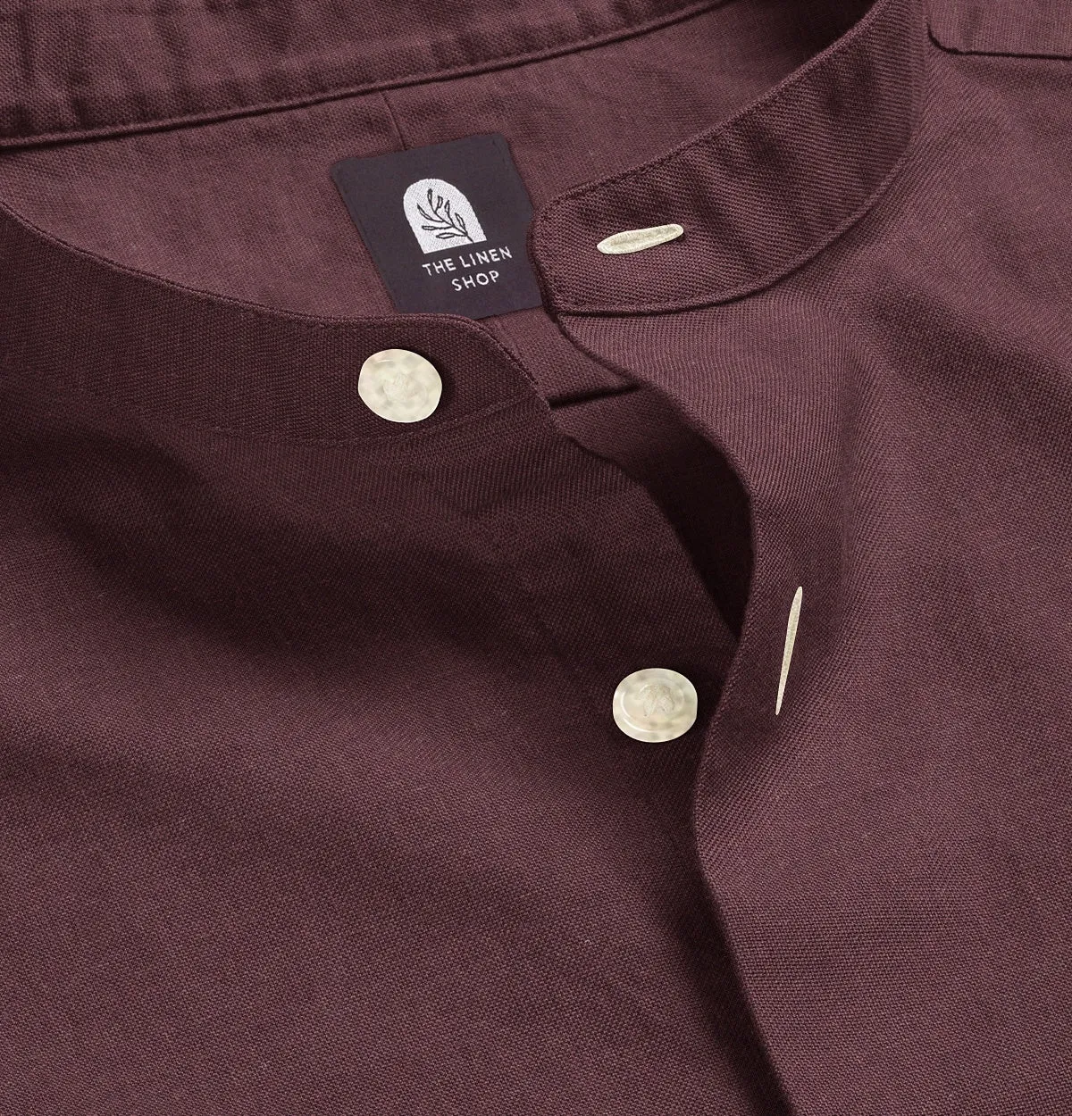 Pure Linen - Band Collar - Long Sleeve - Maroon sold by Airthreads product image thumbnail 2