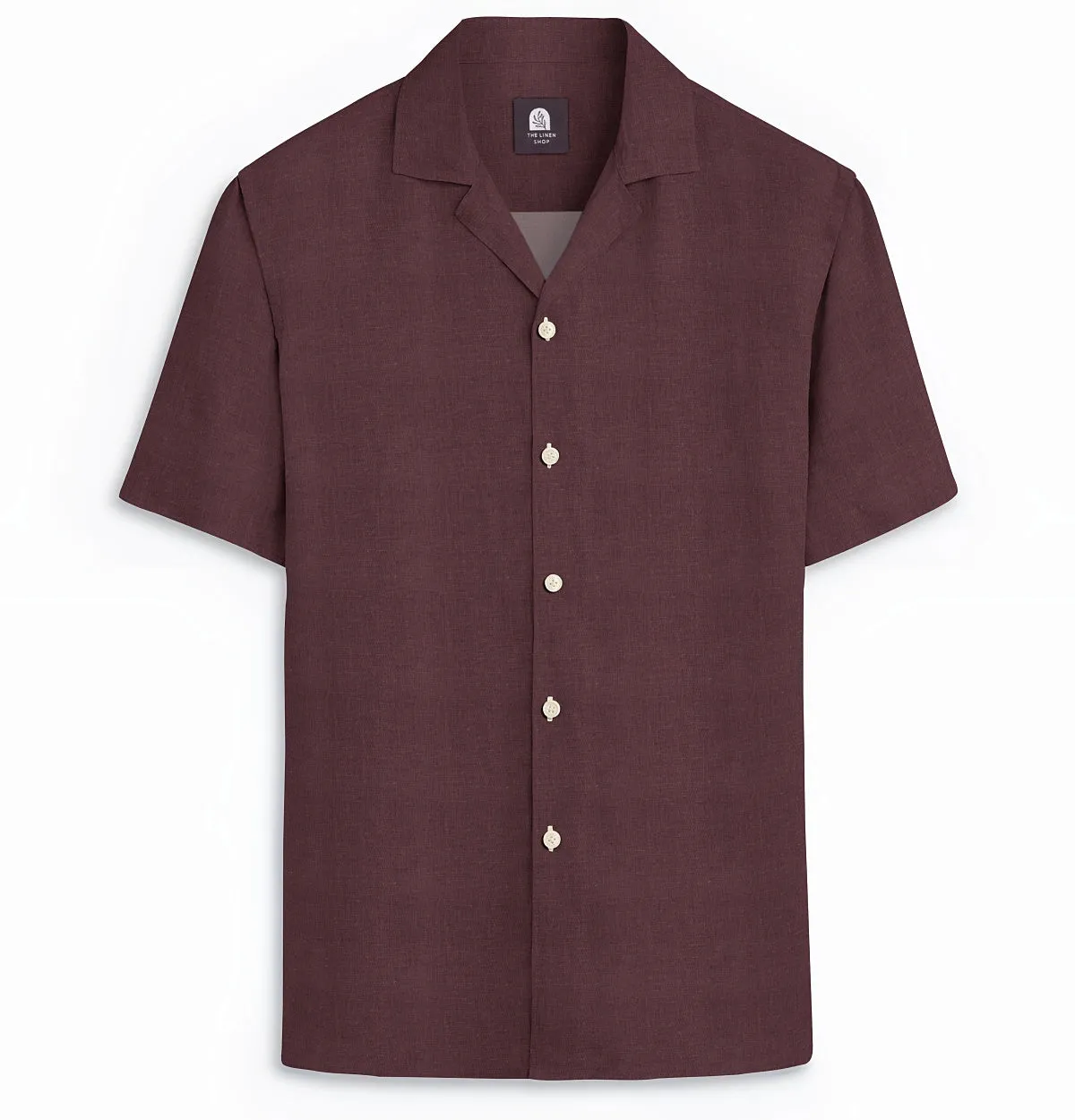 Pure Linen - Camp Collar - Short Sleeve - Maroon sold by Airthreads