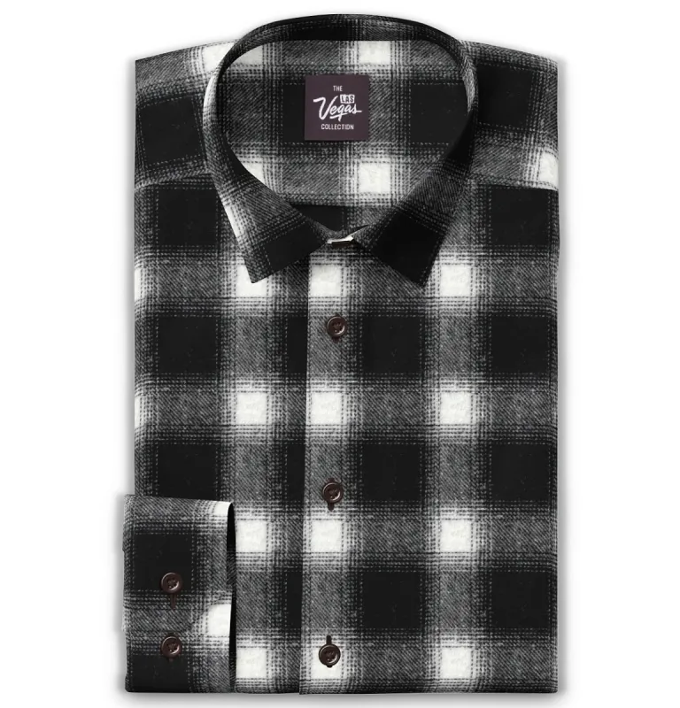 Everyday Flannel - Long Sleeve - Black & White Plaid sold by Airthreads