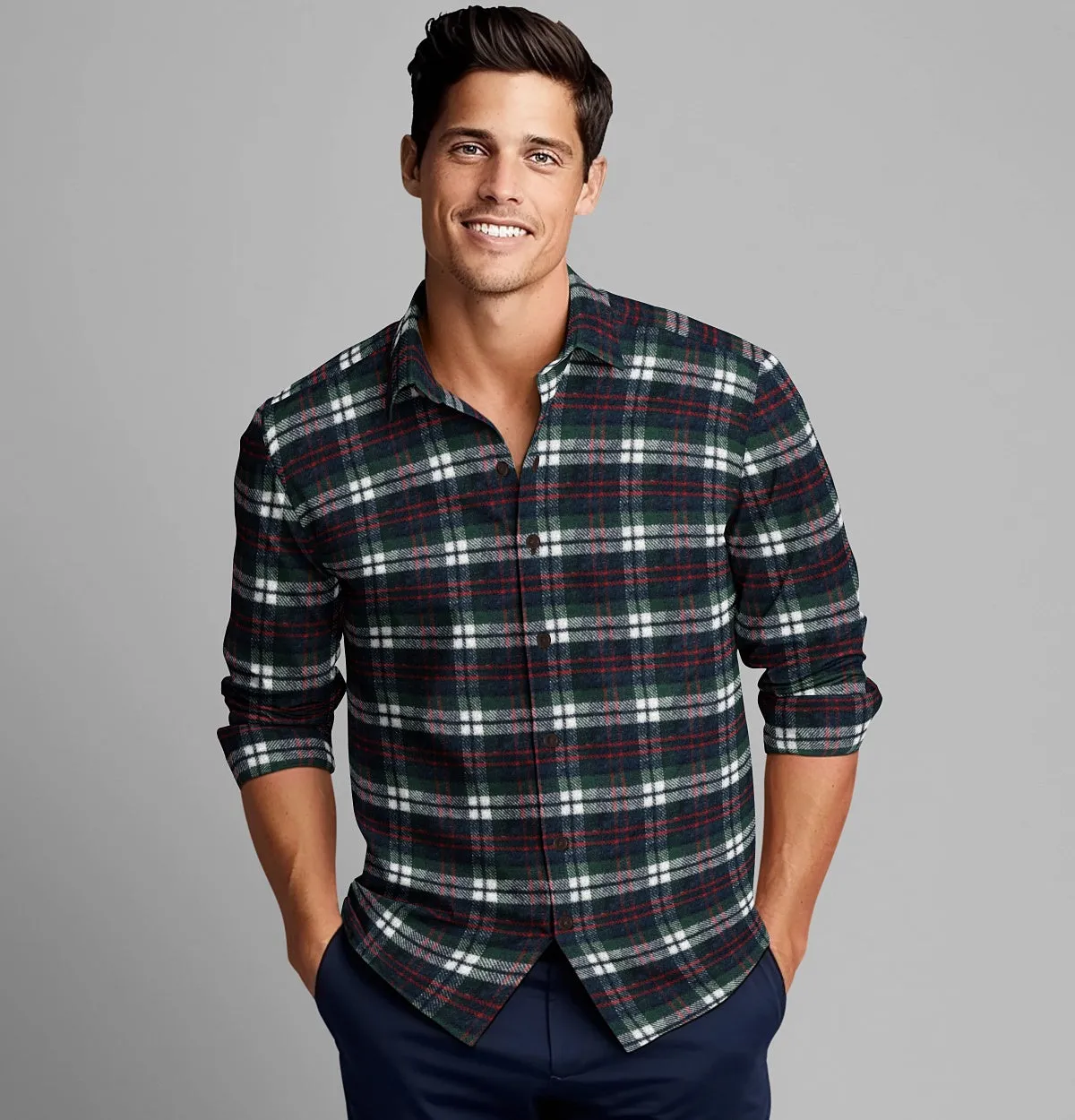 Everyday Flannel - Long Sleeve - Holiday Plaid sold by Airthreads product image thumbnail 4