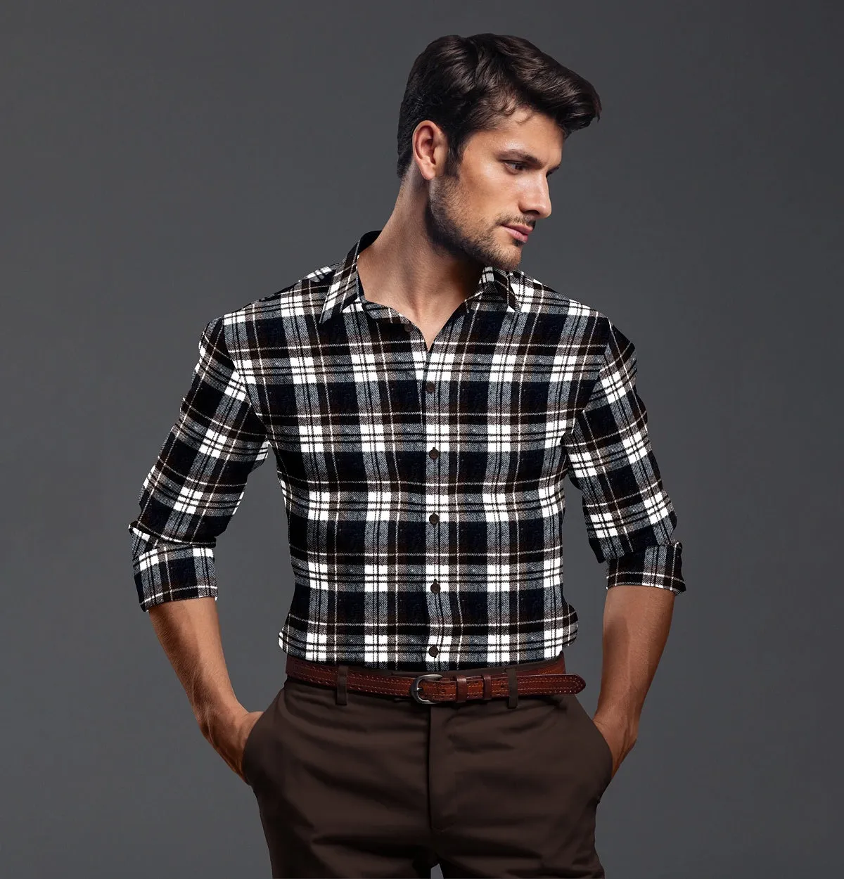 Everyday Flannel - Long Sleeve - Montana Brown Plaid sold by Airthreads product image thumbnail 4