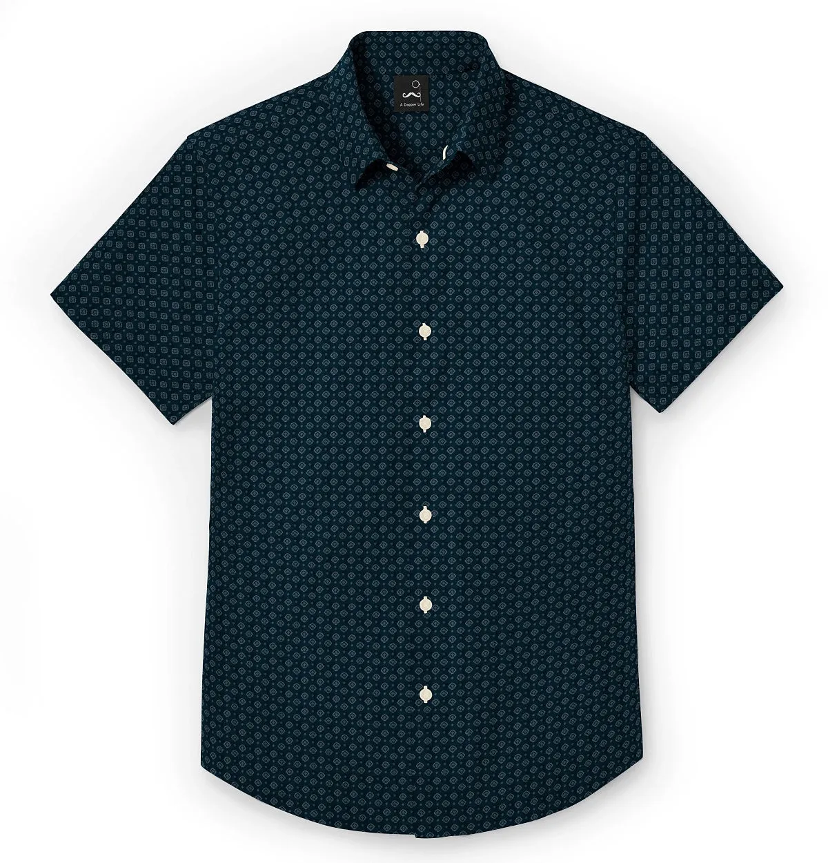 Pure Cotton - Semi-Spread Collar - Short Sleeve - Teal Heritage sold by Airthreads product image thumbnail 3
