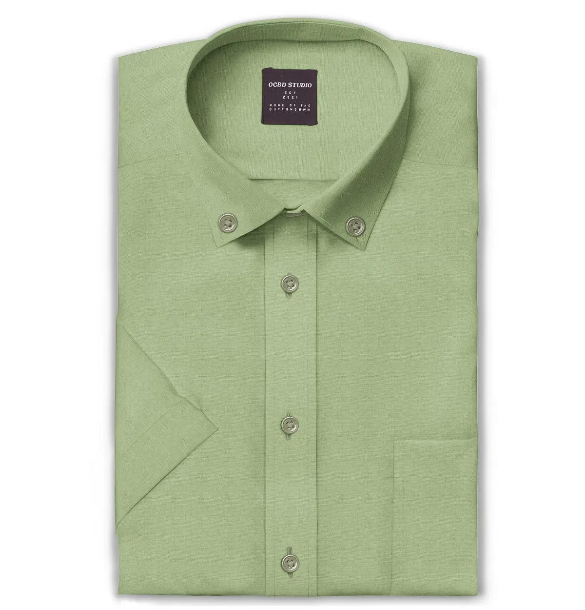 Wrinke Resistant Oxford - Button-Down Collar - Short Sleeve - Leaf Green sold by Airthreads