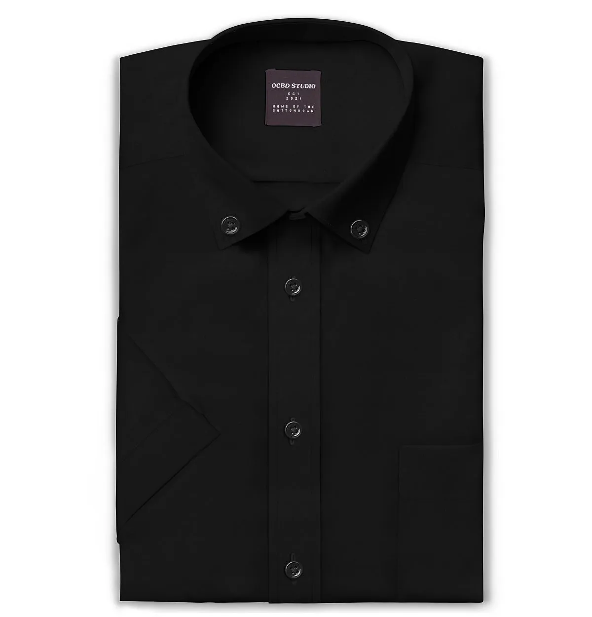 Wrinke Resistant Oxford - Button-Down Collar - Short Sleeve - Black sold by Airthreads
