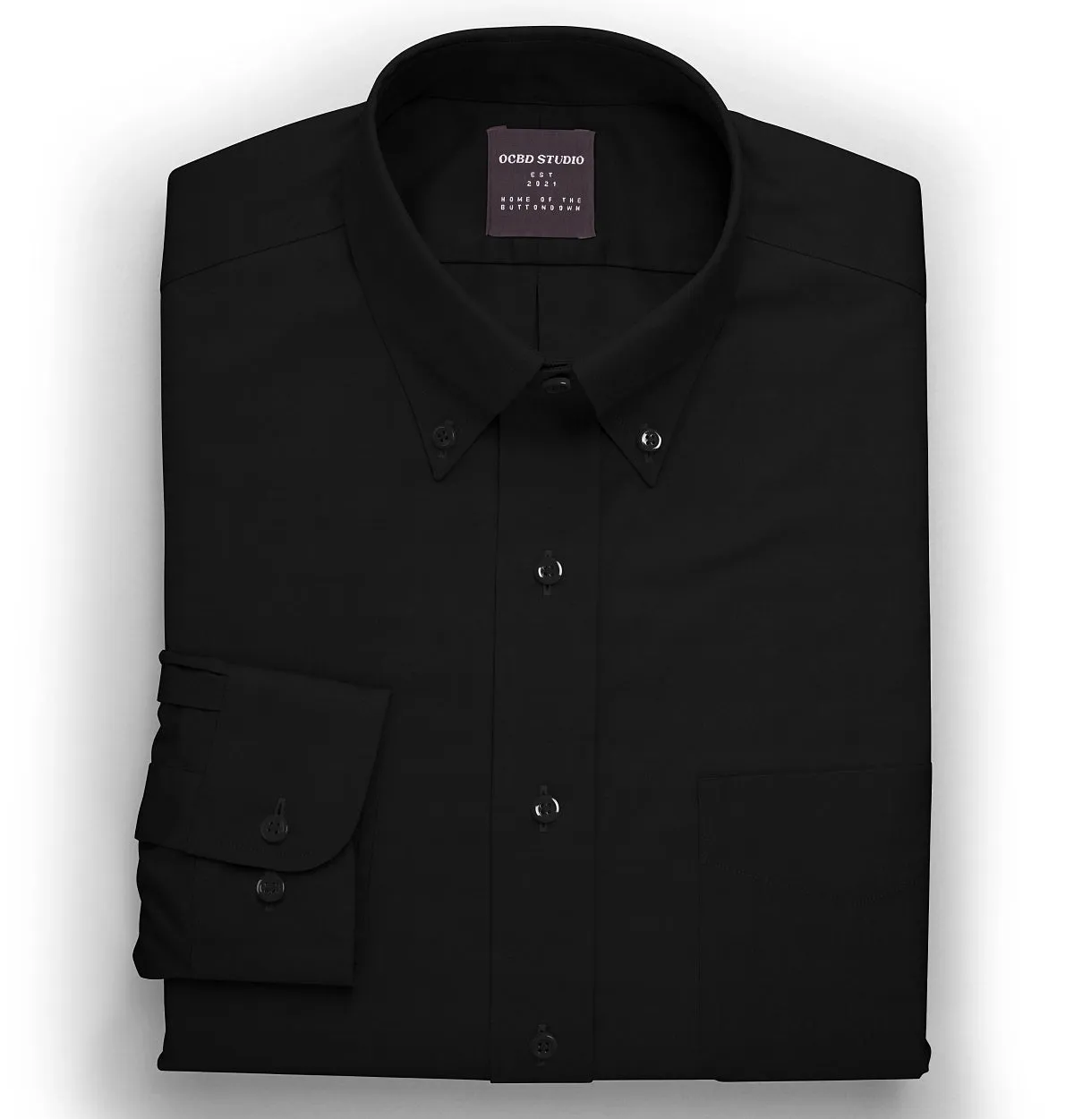 Wrinke Resistant Oxford - Button-Down Collar - Long Sleeve - Black sold by Airthreads