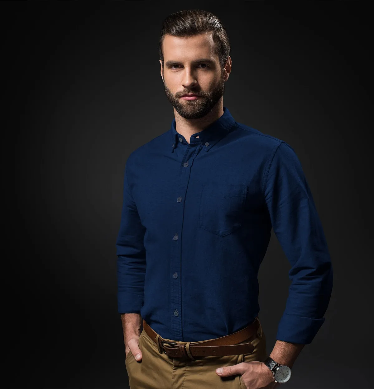 Wrinke Resistant Oxford - Button-Down Collar - Long Sleeve - Royal Blue sold by Airthreads product image thumbnail 4