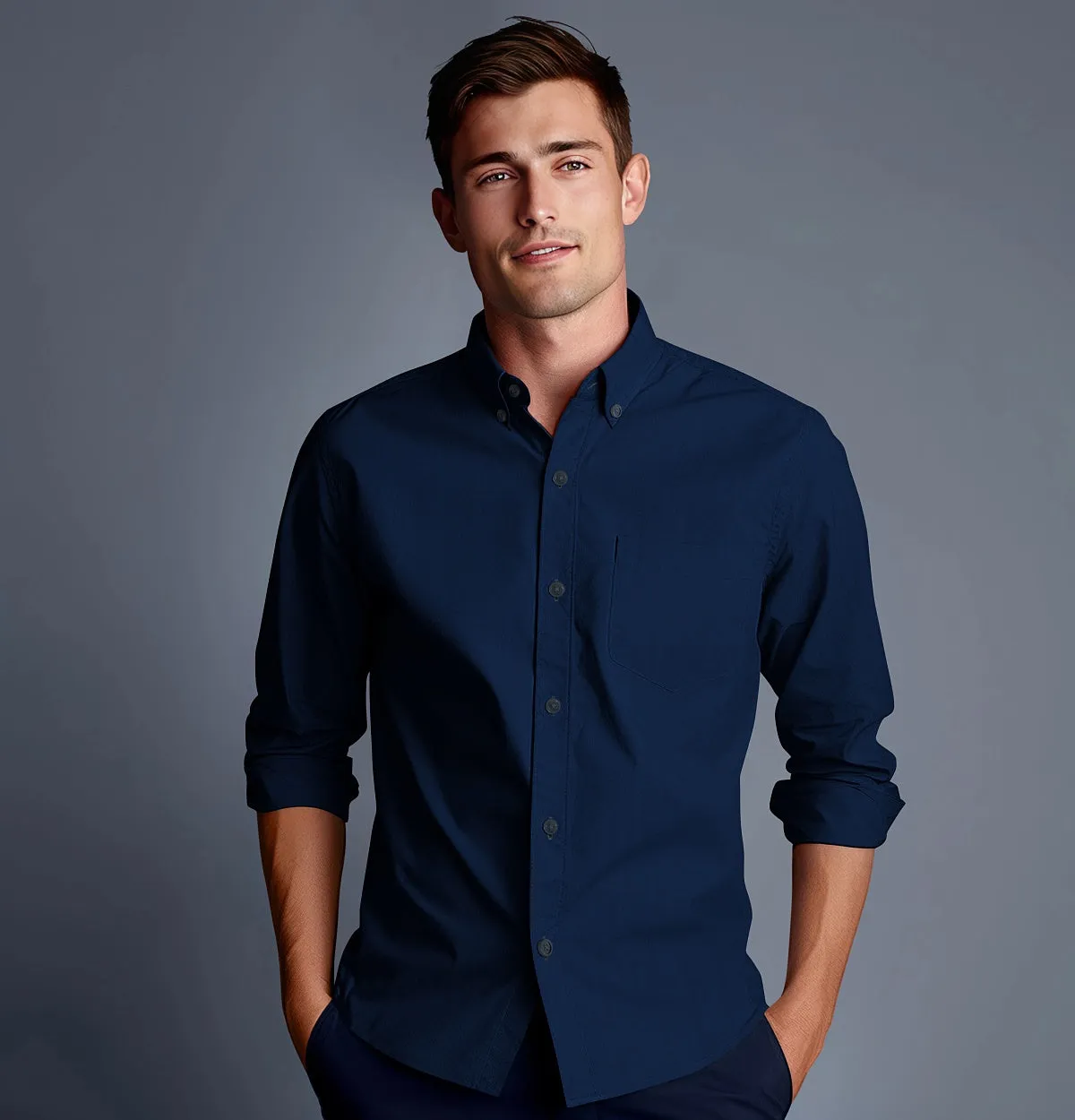 Wrinke Resistant Oxford - Button-Down Collar - Long Sleeve - Royal Blue sold by Airthreads product image thumbnail 3