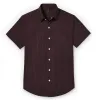 Pure Cotton - Semi-Spread Collar - Short Sleeve - Burgundy Maze sold by Airthreads