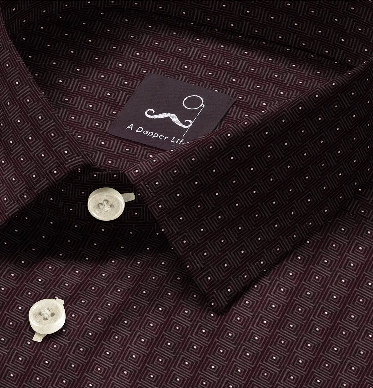 Pure Cotton - Semi-Spread Collar - Short Sleeve - Burgundy Maze sold by Airthreads product image thumbnail 2