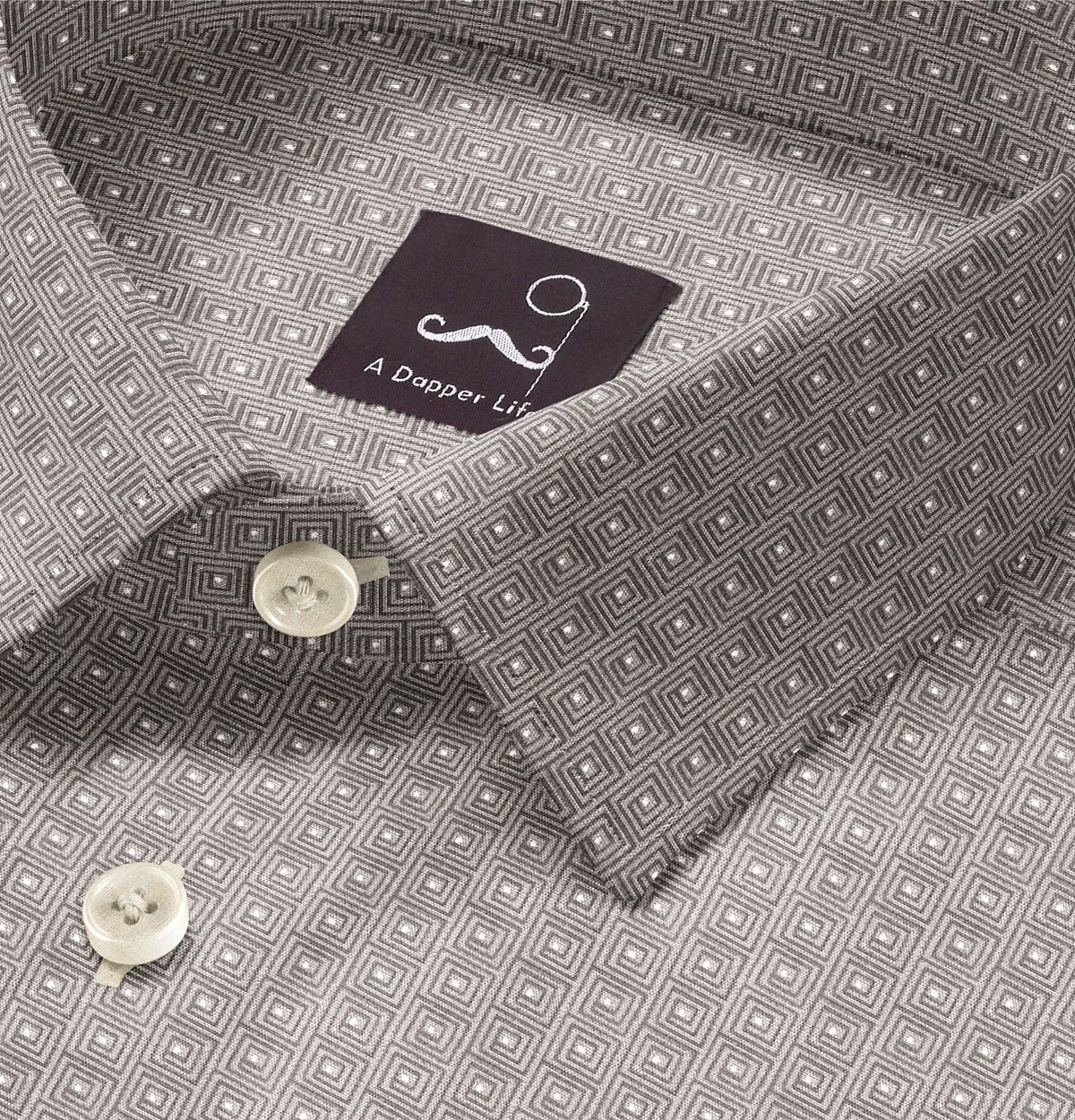 Pure Cotton - Semi-Spread Collar - Long Sleeve - Light Gray Maze sold by Airthreads product image thumbnail 2