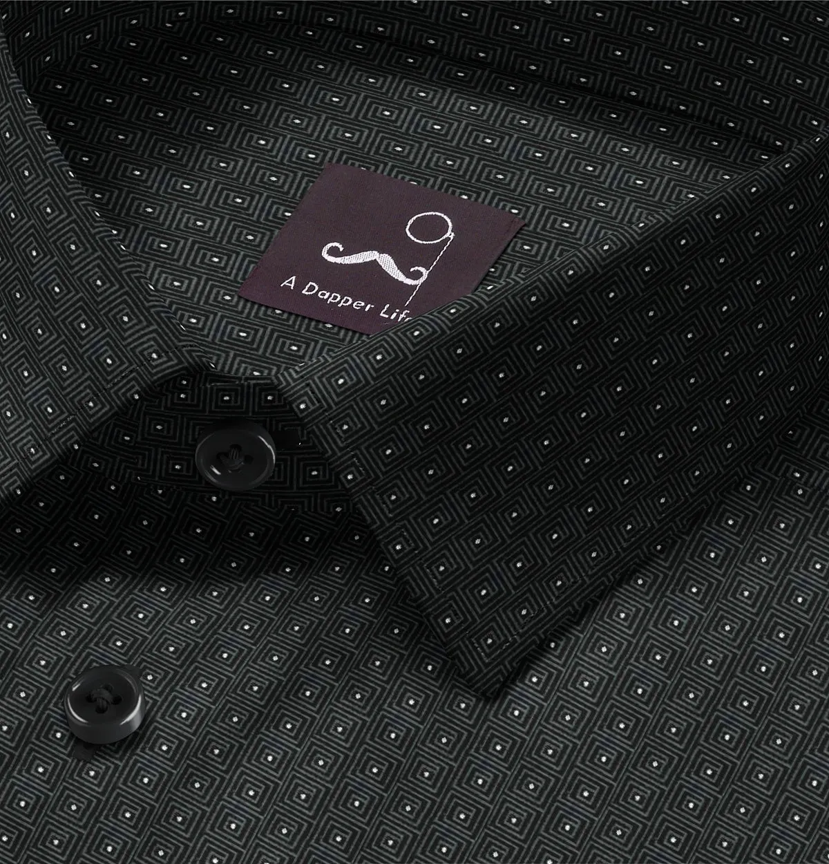 Pure Cotton - Semi-Spread Collar - Long Sleeve - Black Maze sold by Airthreads product image thumbnail 2