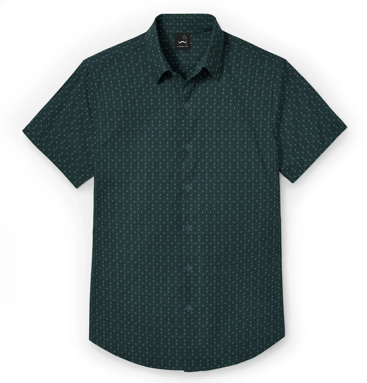 Pure Cotton - Semi-Spread Collar - Short Sleeve - Green Diamond Lattice sold by Airthreads product image thumbnail 3