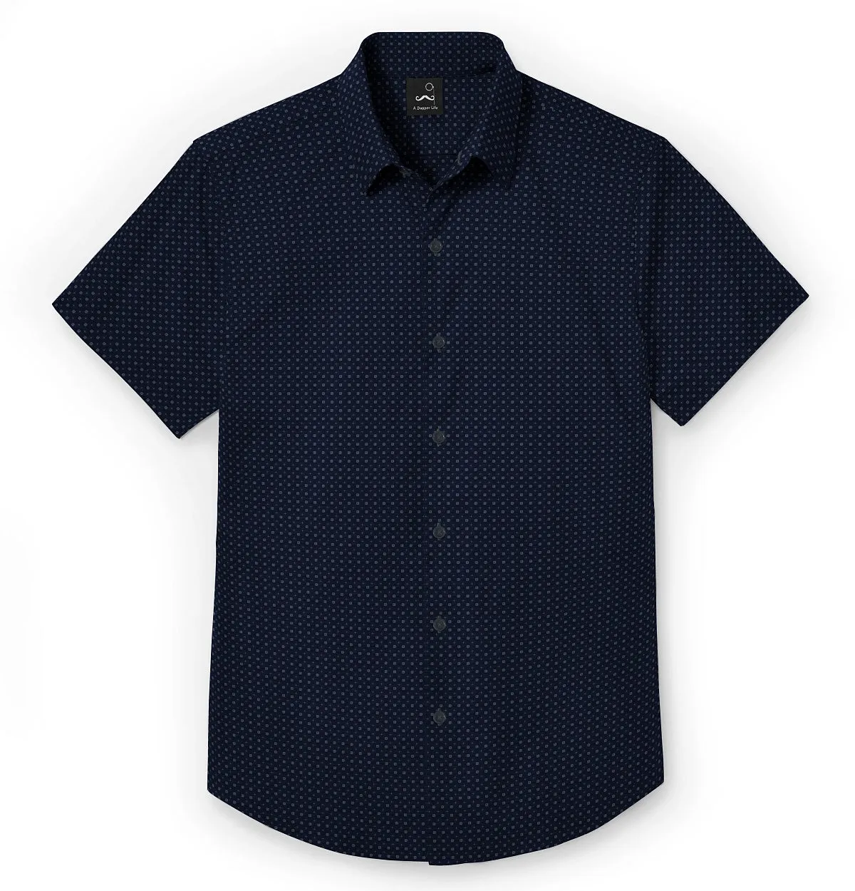 Pure Cotton - Semi-Spread Collar - Short Sleeve - Navy Nebula sold by Airthreads product image thumbnail 3