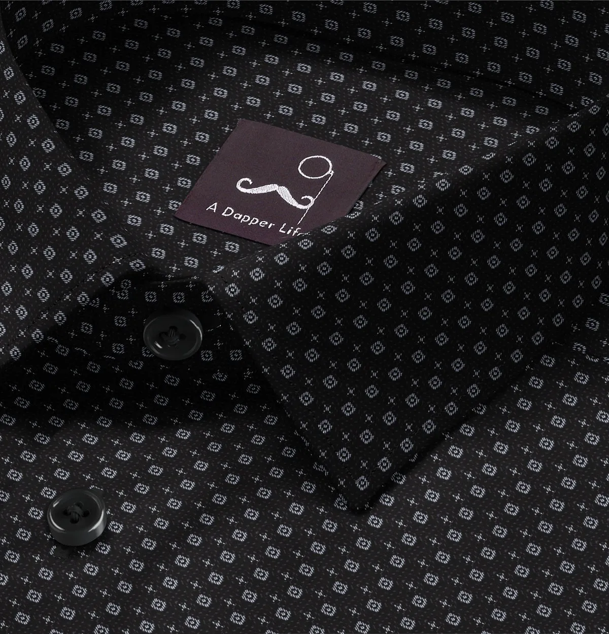 Pure Cotton - Semi-Spread Collar - Short Sleeve - Black Nebula sold by Airthreads product image thumbnail 2