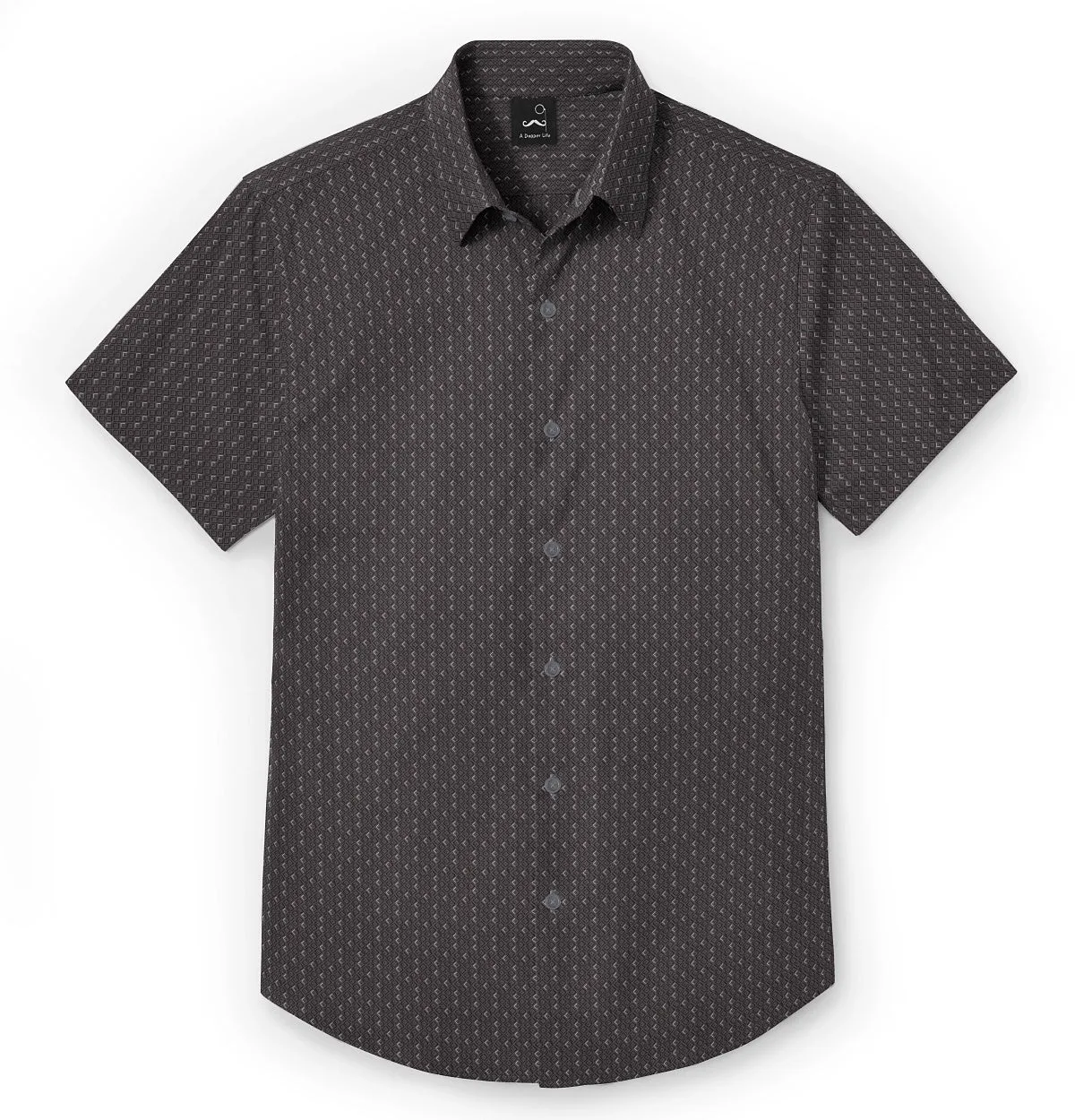 Pure Cotton - Semi-Spread Collar - Short Sleeve - Gray Diamond Lattice sold by Airthreads product image thumbnail 2