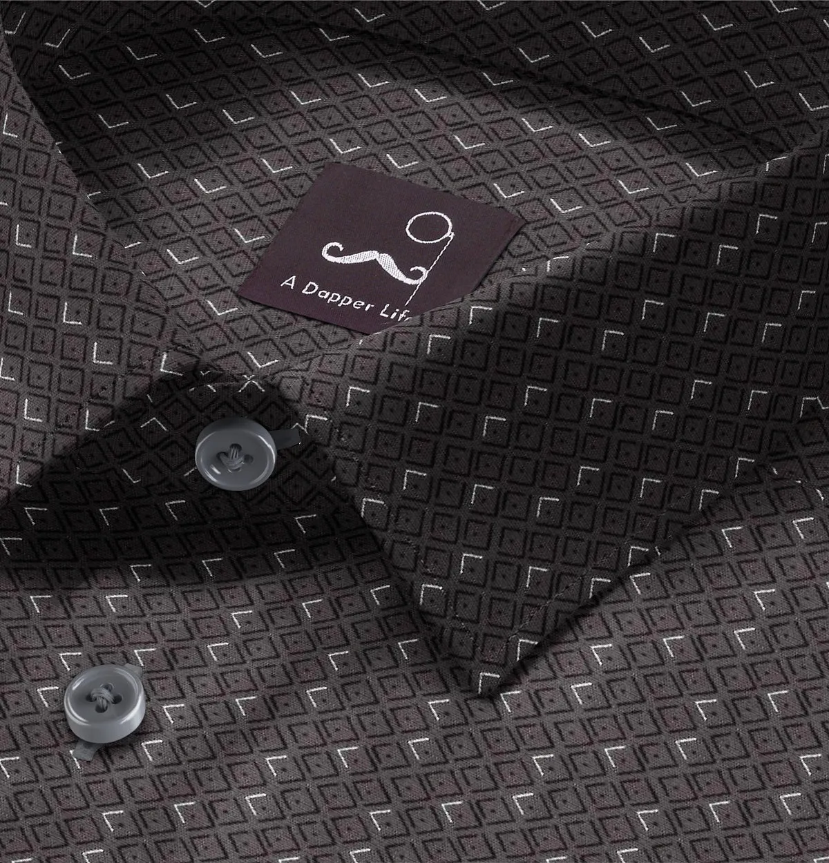 Pure Cotton - Semi-Spread Collar - Long Sleeve - Gray Diamond Lattice sold by Airthreads product image thumbnail 2