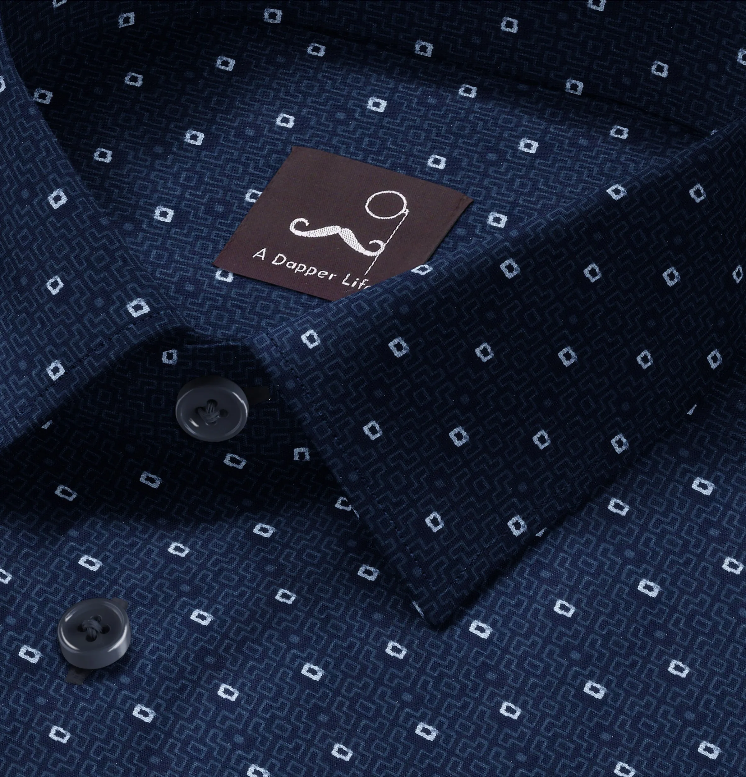 Pure Cotton - Long Sleeve - Navy Geometric Print sold by Airthreads product image thumbnail 2