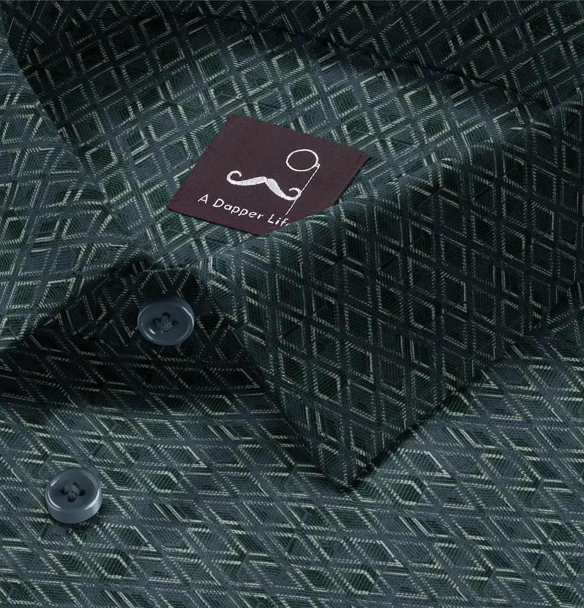 Pure Cotton - Semi-Spread Collar - Short Sleeve - Teal Frame sold by Airthreads product image thumbnail 2