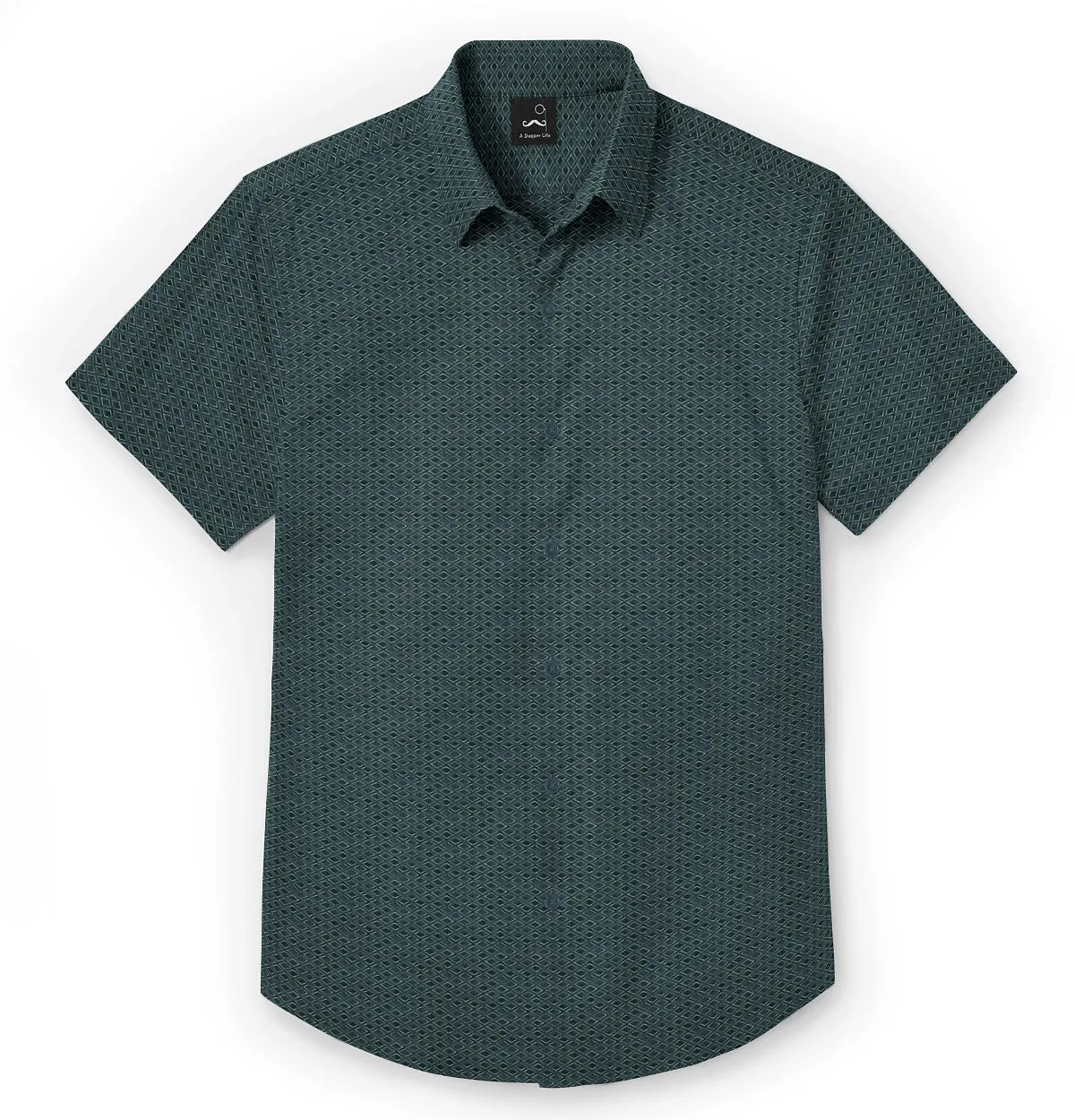 Pure Cotton - Semi-Spread Collar - Short Sleeve - Teal Frame sold by Airthreads product image thumbnail 3