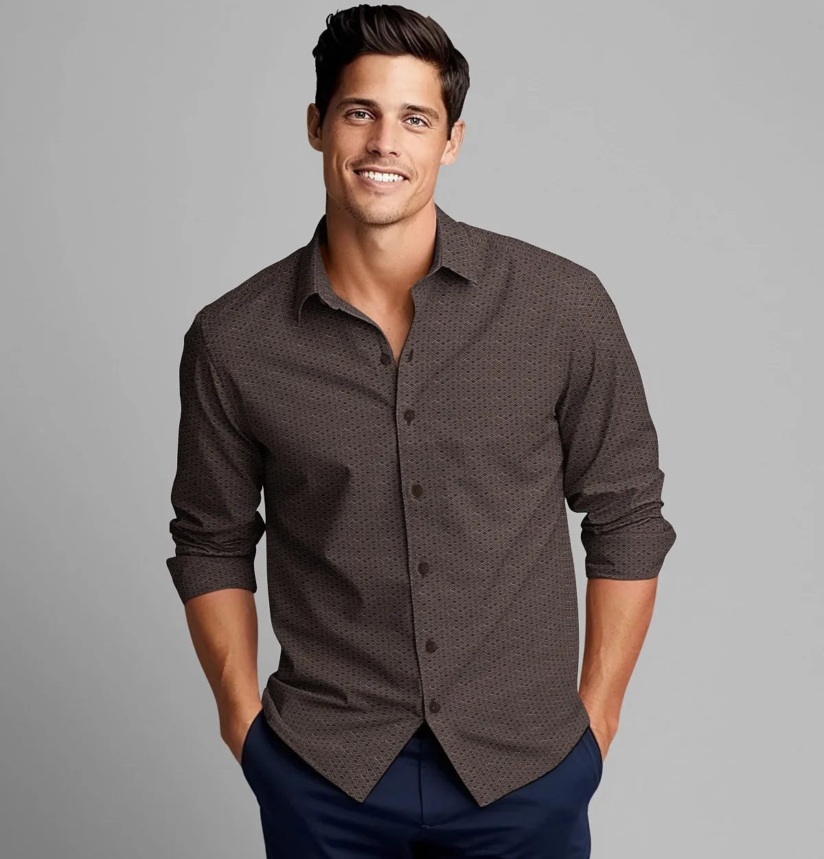 Pure Cotton - Semi-Spread Collar - Long Sleeve - Espresso Frame sold by Airthreads product image thumbnail 2