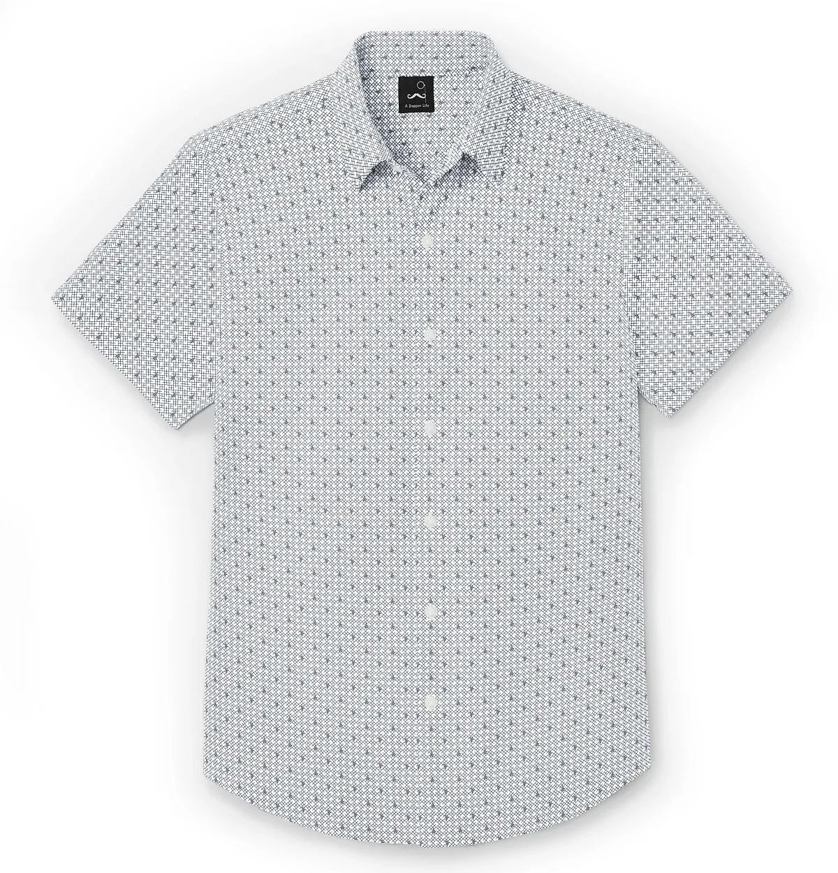 Pure Cotton - Semi-Spread Collar - Short Sleeve - White Leaf Mesh sold by Airthreads product image thumbnail 3