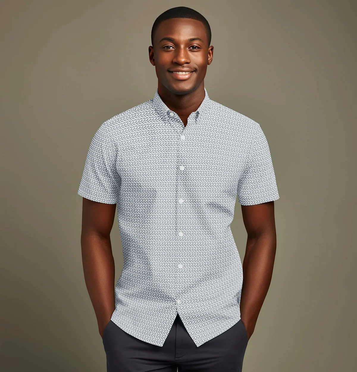 Pure Cotton - Semi-Spread Collar - Short Sleeve - Polar Snowleaf sold by Airthreads product image thumbnail 4