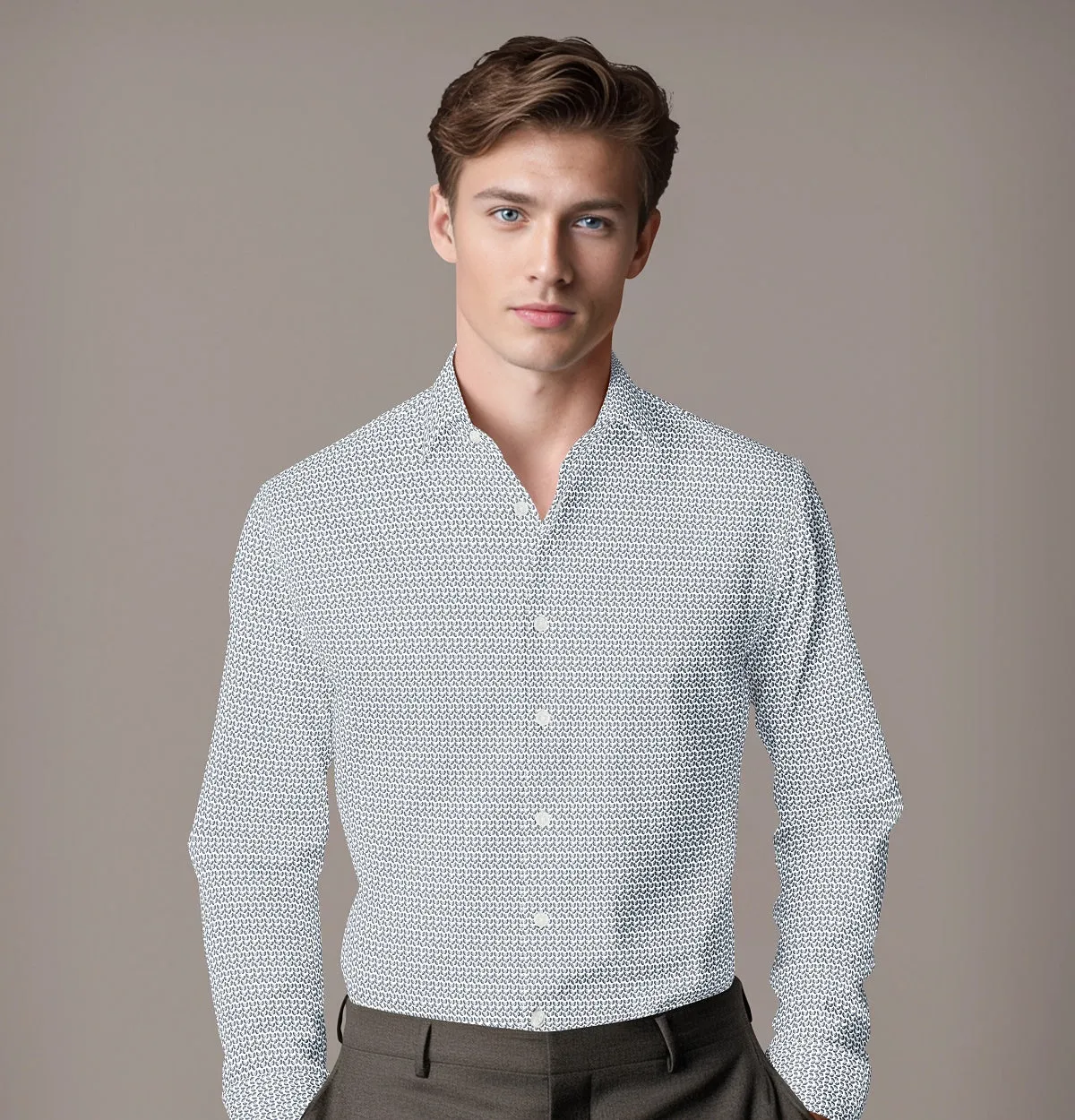 Pure Cotton - Semi-Spread Collar - Long Sleeve - Polar Snowleaf sold by Airthreads product image thumbnail 3