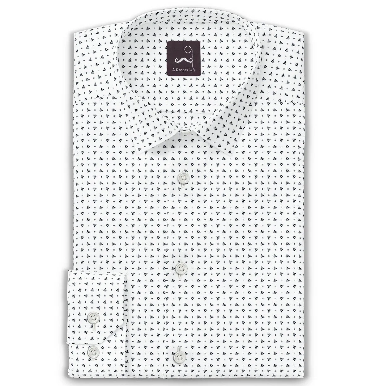 Pure Cotton - Semi-Spread Collar - Long Sleeve - White Pyramids sold by Airthreads