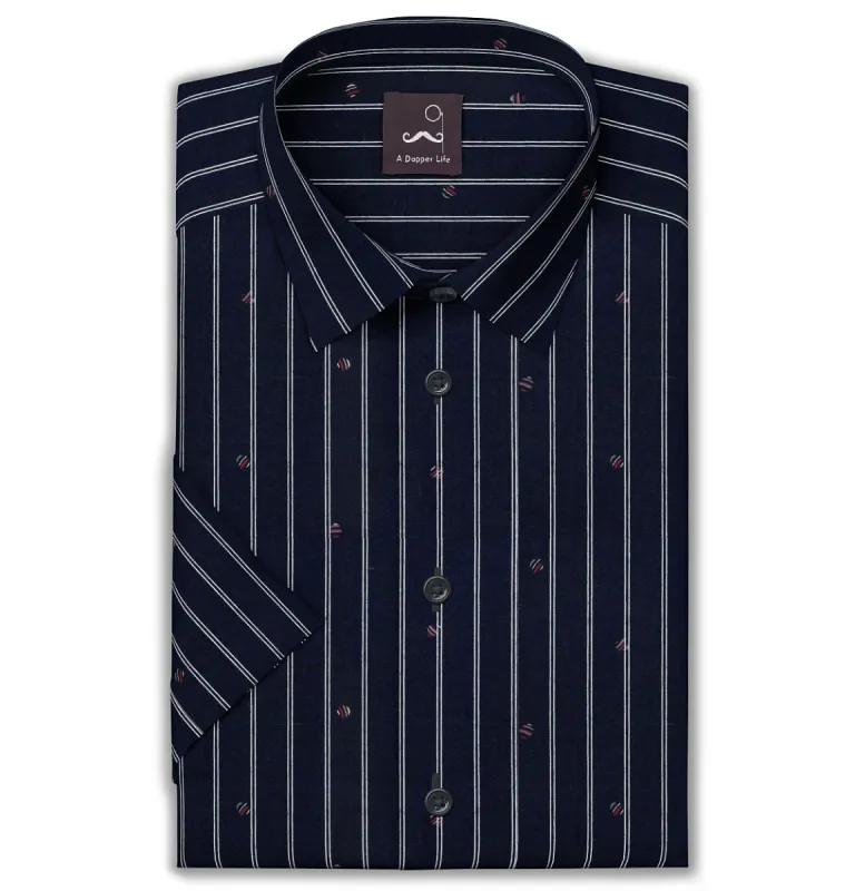 Pure Cotton - Semi-Spread Collar - Short Sleeve - Ocean Accents sold by Airthreads