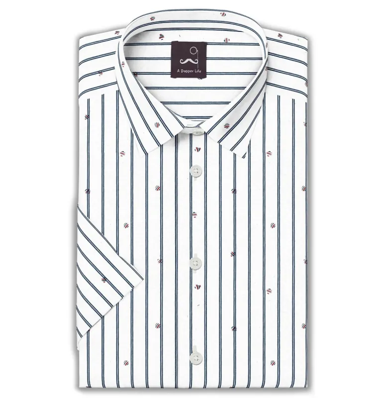 Pure Cotton - Semi-Spread Collar - Short Sleeve - Tidal Accents sold by Airthreads