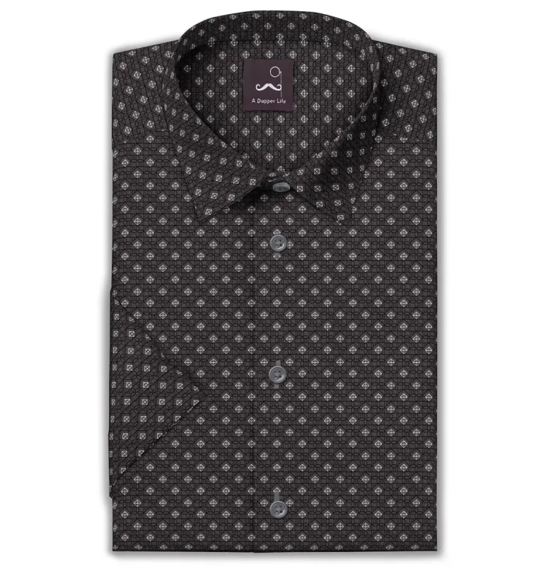 Pure Cotton - Semi-Spread Collar - Short Sleeve - Slate Prism sold by Airthreads