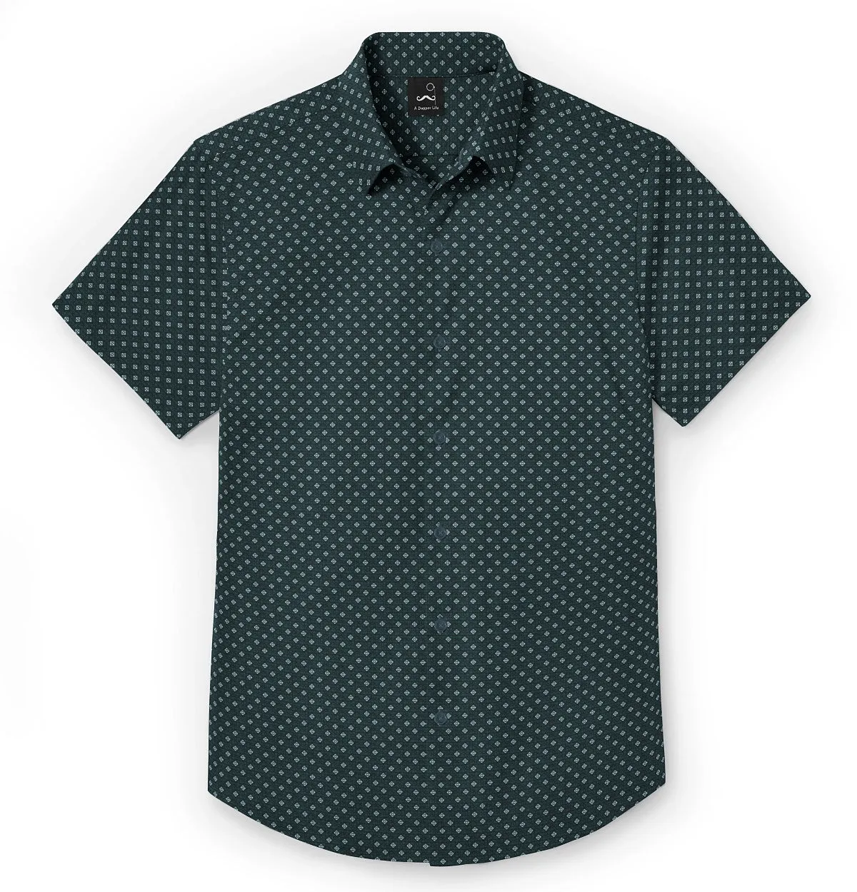 Pure Cotton - Semi-Spread Collar - Short Sleeve - Forest Green Prism sold by Airthreads product image thumbnail 3