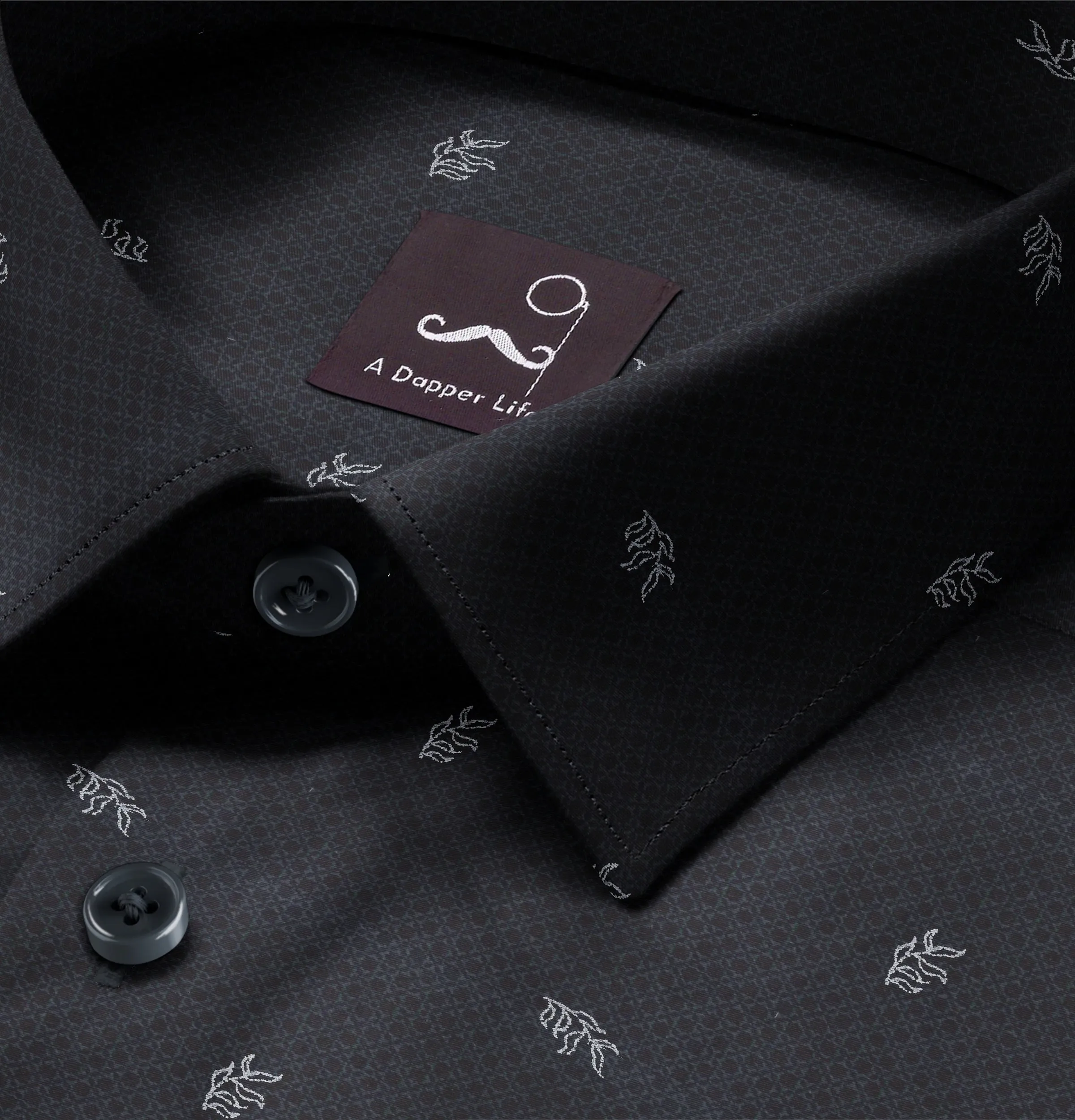 Pure Cotton - Long Sleeve - Black with Leaves sold by Airthreads product image thumbnail 2